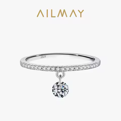 Ailmay Fashion 925 Sterling Silver Unique Design Round Hanging Finger Ring For Women Elegant Charm Party Gift