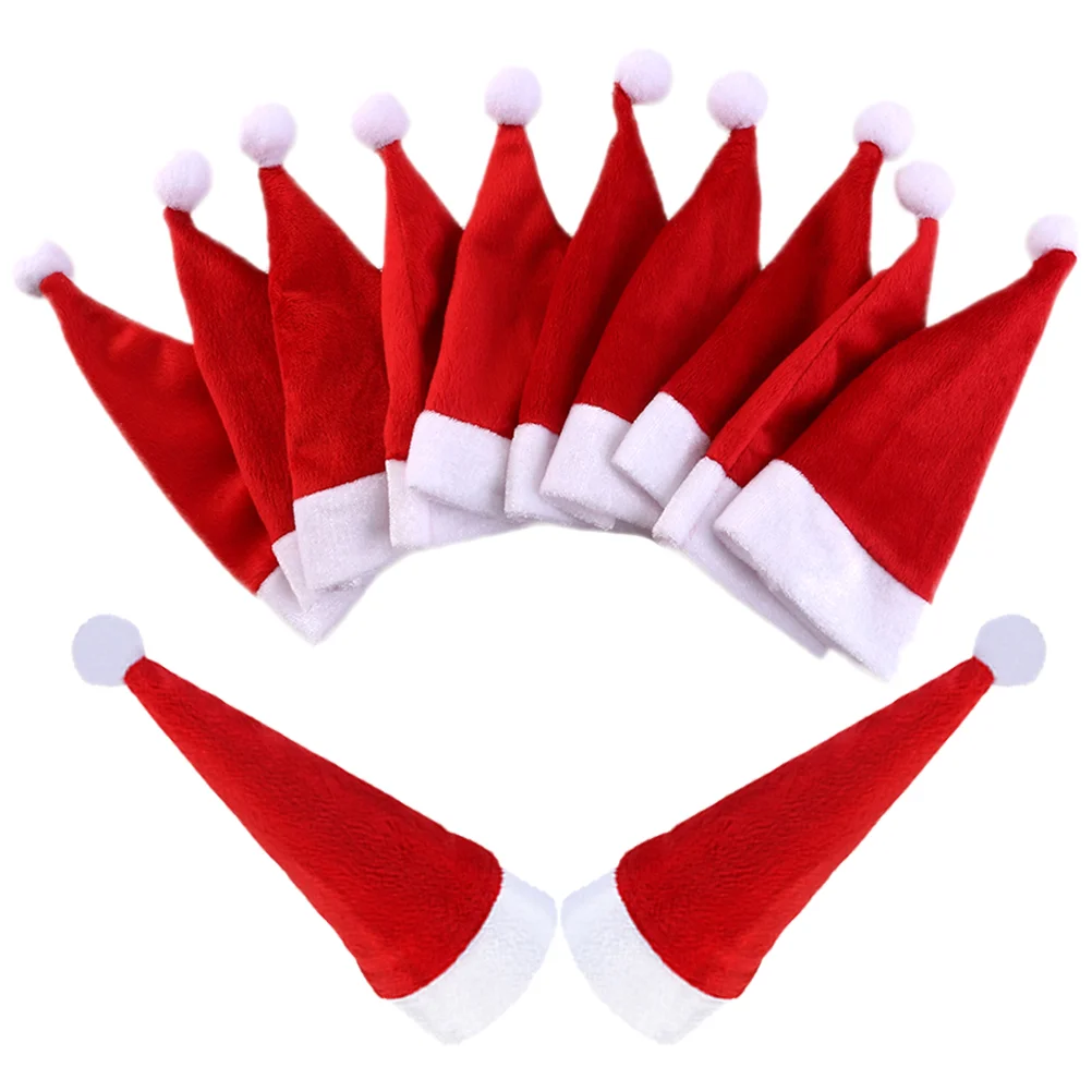 

12 Pcs Bottle Mini Santa Hat Christmas Ornaments Brushed Cloth Centerpieces