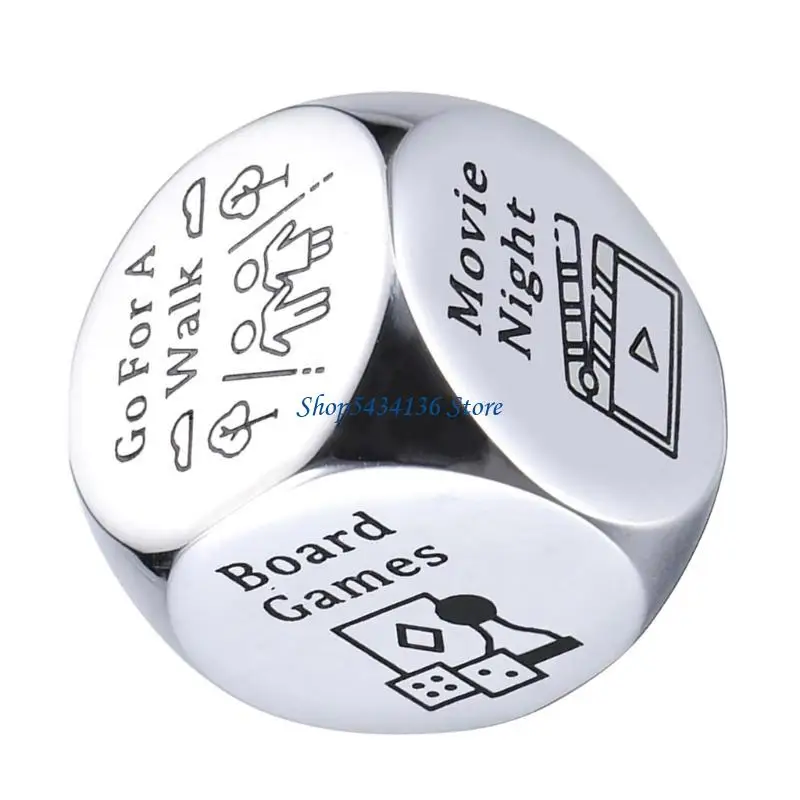 H7ED Steel Date Night Dices for Couple Fun Romantics Dating Decision Maker Metal Dices Anniversary Engagament Valentines Gift