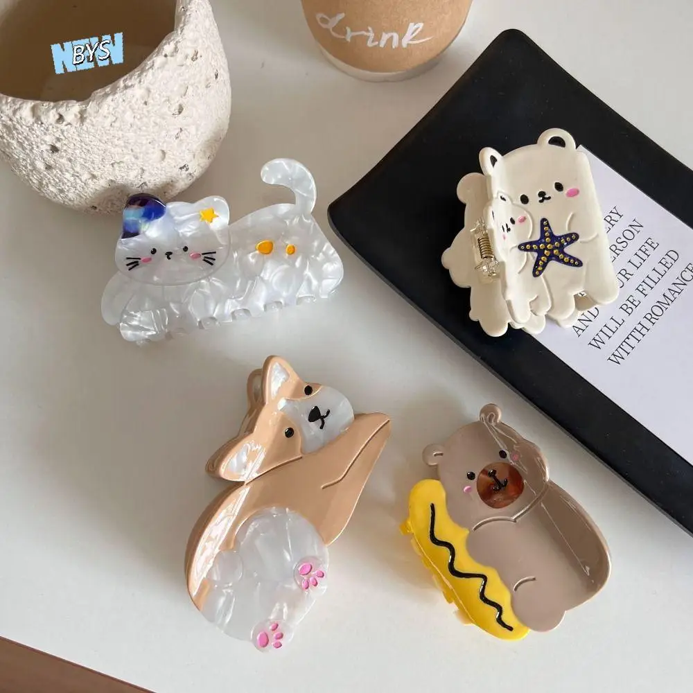 

Creative Acetic Acid Acetate Cat Hair Claw Pet Capibara Animal Hair Clip Hair Accessories Cartoon Corgi Dog Shark Clip Daily