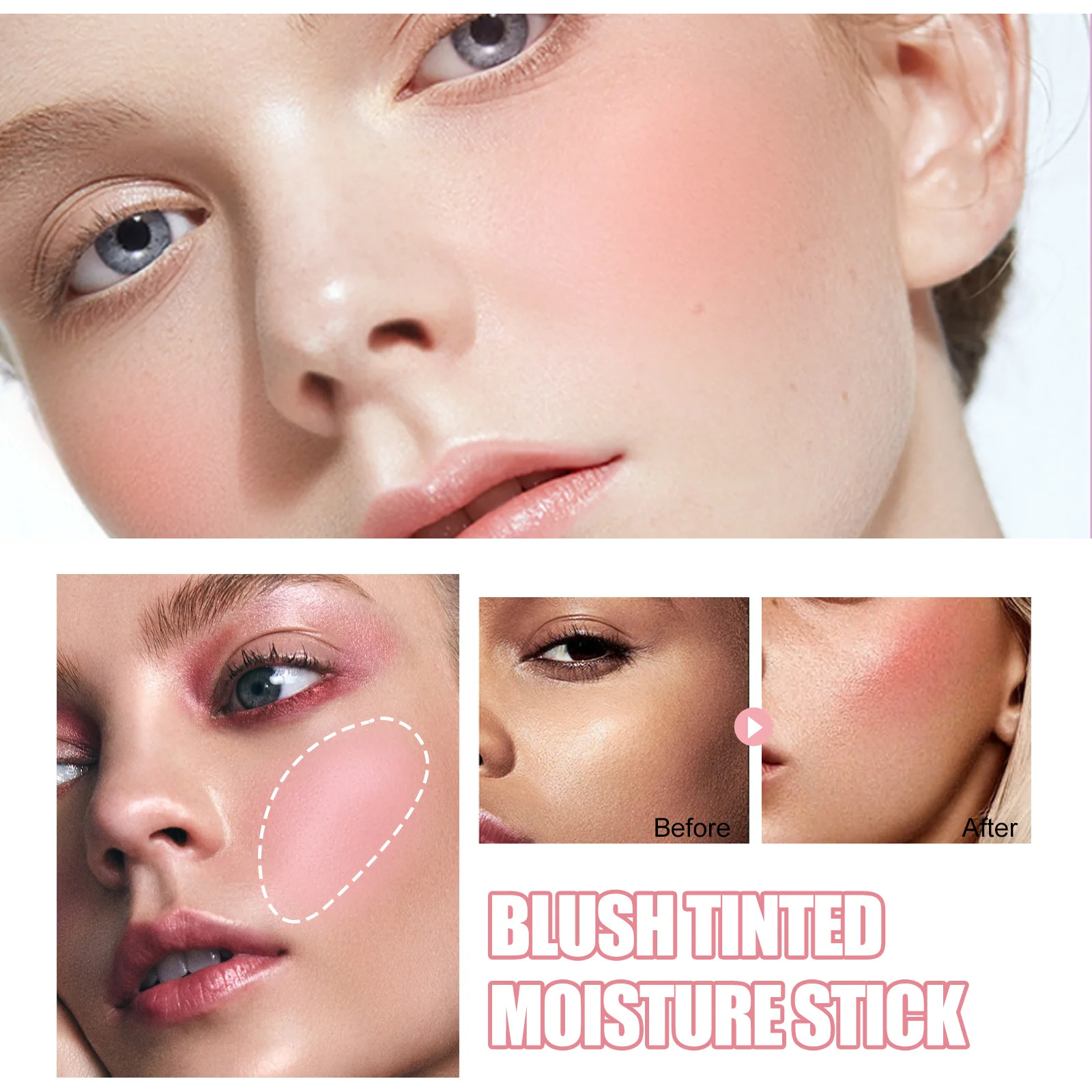 Wangvlek Lip Blush Make-Up Highlight Cosmetica Waterdichte Duurzame Nude Poeder Blusher Voedt Multifunctionele Blush Stick Crème