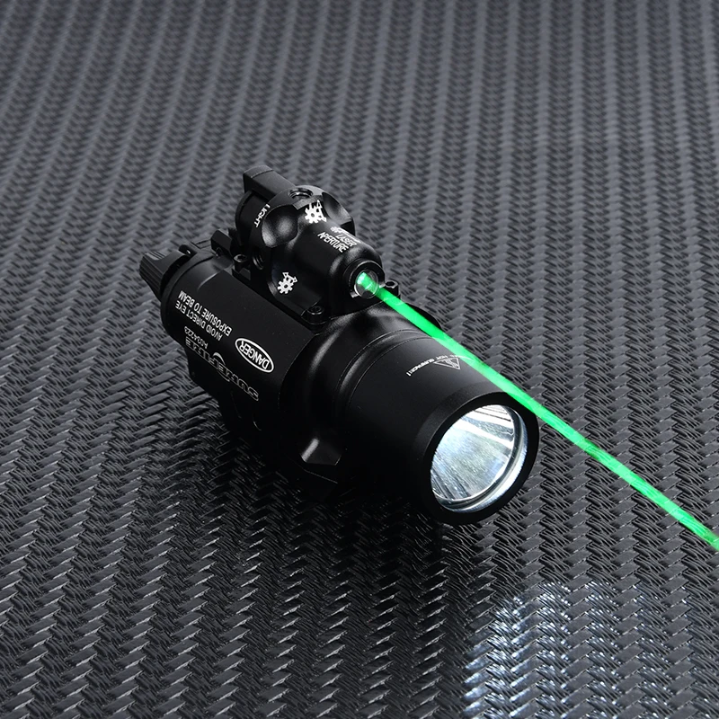 Surefir X400 Tactical Airsoft Hanging Weapon Scout Light 600lumens LED Pistol Flashlight With Green Red Laser indicator X300