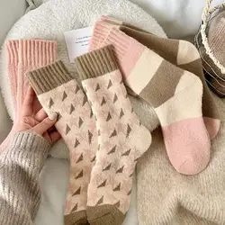 Super Thick Socks for Women Autumn and Winter Mid-Calf Socks with Velvet and Thickened Hair Circle Confinement Socks for Warm