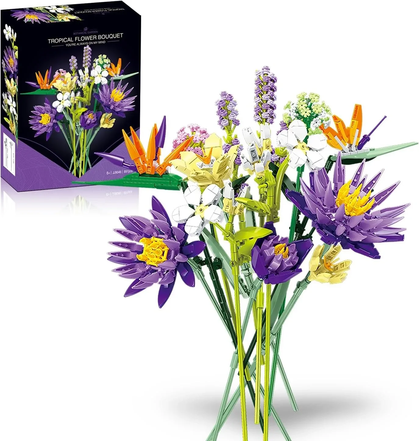 Flower Bouquet Building Sets for Adult, Home Decor Gifts for Valentine's Day,Mother’s Day Botanical Collection with Fancy Box image 6