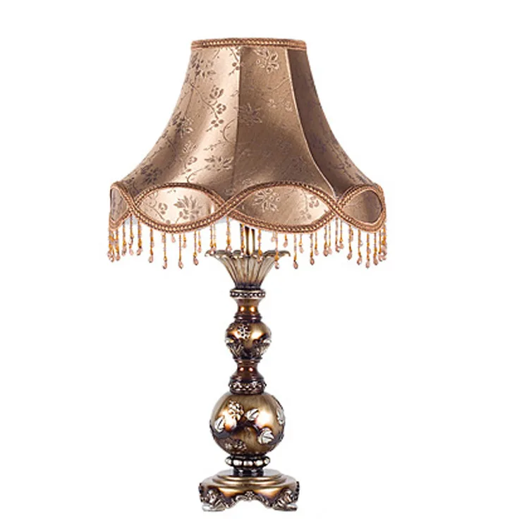 

European retro desk lamp, bedroom wedding American fabric, dimming antique bedside table lamp