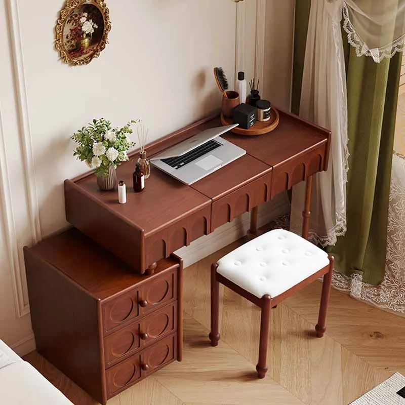 Led Necklaces Dresser Integrated French Brown Design Makeup Storage Vanity Luxury Unique European Penteadeira Bedroom Furniture