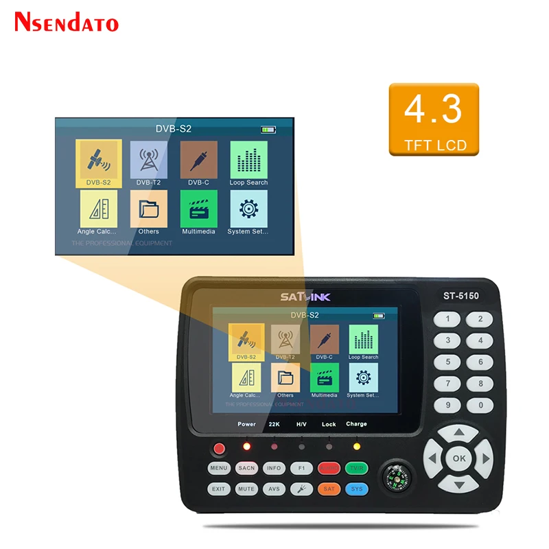 Satlink ST5150 الأصلي DVB-S2/T2/C كومبو سات مكتشف إشارة الأقمار الصناعية مكتشف متر H.265 MPEG-4 16APSK Satfinder استقبال التلفزيون