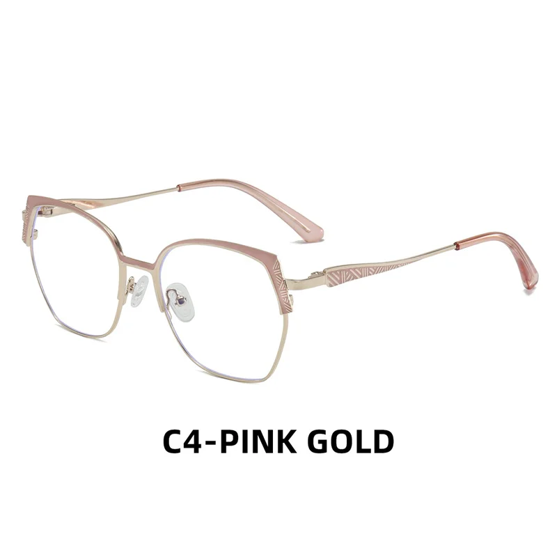 Fashion Brand Design Eyebrows Alloy Frame Photochromic Amblyopia Anti Blue Ray Women Sunglasses Hyperopia Prescription Glasses