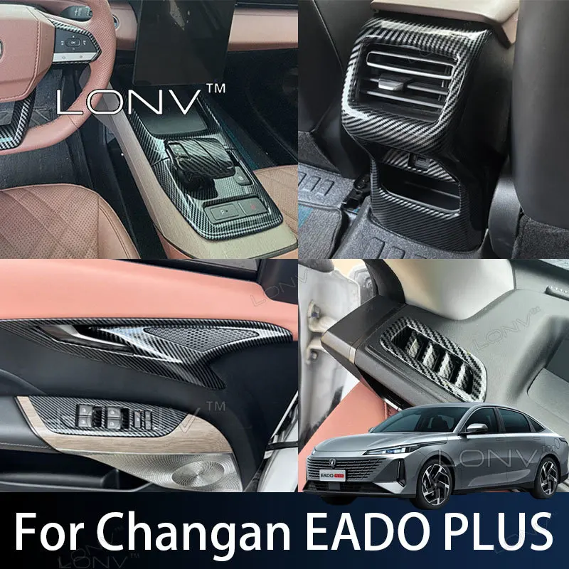 For Changan EADO PLUS 2026 2025 Car Carbon Fiber pattern Stickers Center Console Door Panel Window Switch Decoration Accessories
