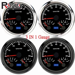 Custom 85mm Tachometer Gauge 0-3000RPM 4000RPM 6000RPM 8000RPM 3 in 1 Gauge Water Temp Oil Pressure Hour Meter 7 Color LED 9-32V