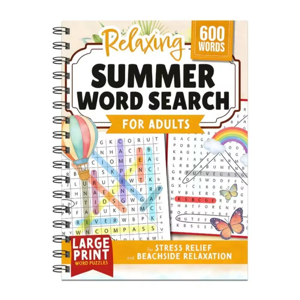 Large Print Word Search Book Relaxation Brain Game Summer Word Search Puzzles Educational 600 Words Word Puzzles Book Students