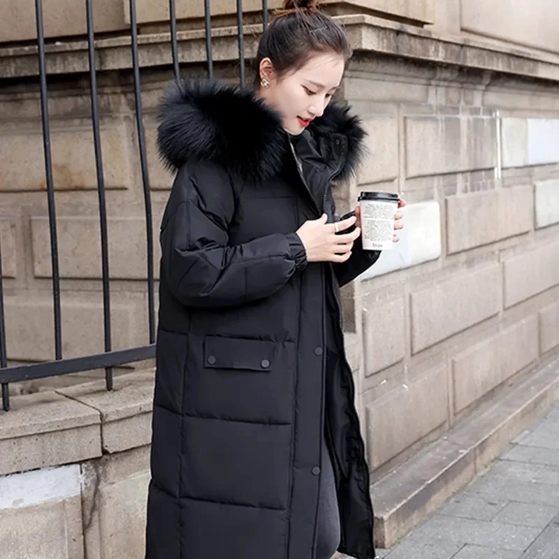 2025年冬新作 ダウンコットンパーカージャケット レディース ロングフェイクファー襟付き 中綿ジャケット 厚手 ゆったり 大きめサイズ 中綿ジャケット