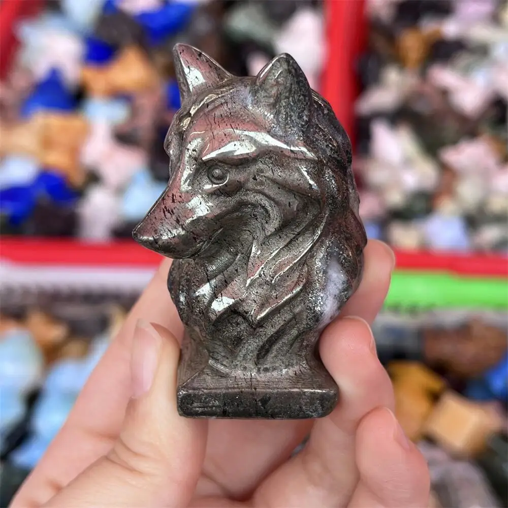 1PCS Natural Quartz Jade Wolf Head Carving Healing Crystal Animal Home Decor Unique Birthday Gift Craft