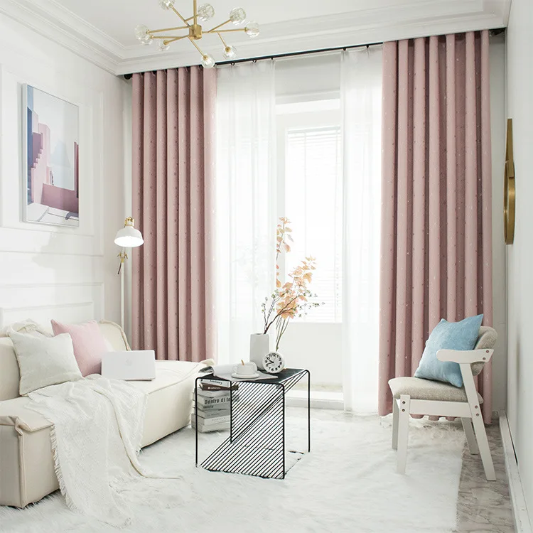 Shining Jacquard Curtains, Nordic Simple Linen Fabric Curtains, Living Room Bedroom Solid Color, Smooth nice Clean Curtains