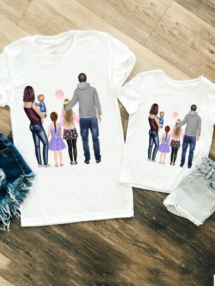 

Family Matching Outfits Dad Love Cute 2022 Tee T-shirt Women Girls Boys Kid Child Summer Mom Mama Tshirt Clothes Clothing