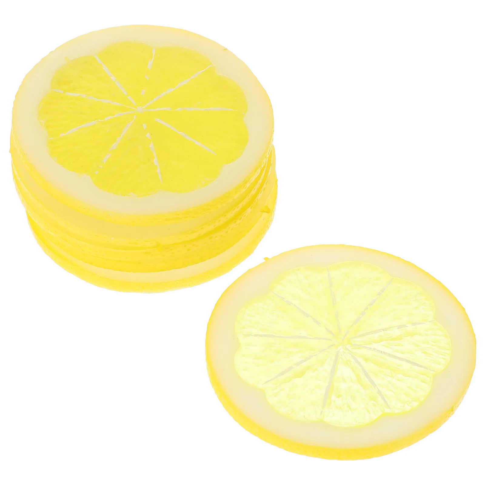 

6 шт. Искусственные ломтики лимона с гладкой текстурой и натуральным цветом, реалистичные фруктовые украшения для домашнего декора и кухни