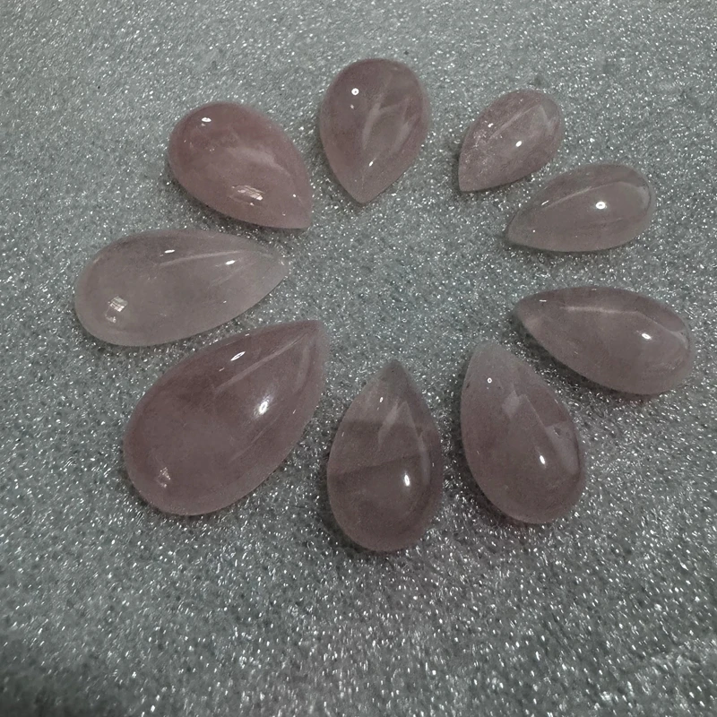 

Wholesale 10pcs Genuine Rose Quartz Beads 12x20mm 16x26mm Pear Drop Gemstone Cabochon Ring Face Pendant For Jewelry