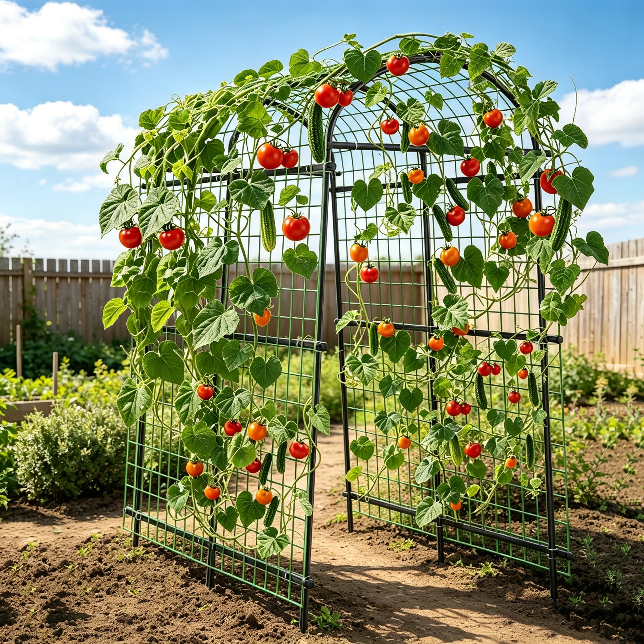 Garden Arch Trellis for Raised Beds Black Plant Support Frame – Supports Climbing Vegetables, Cucumbers for Garden and Field