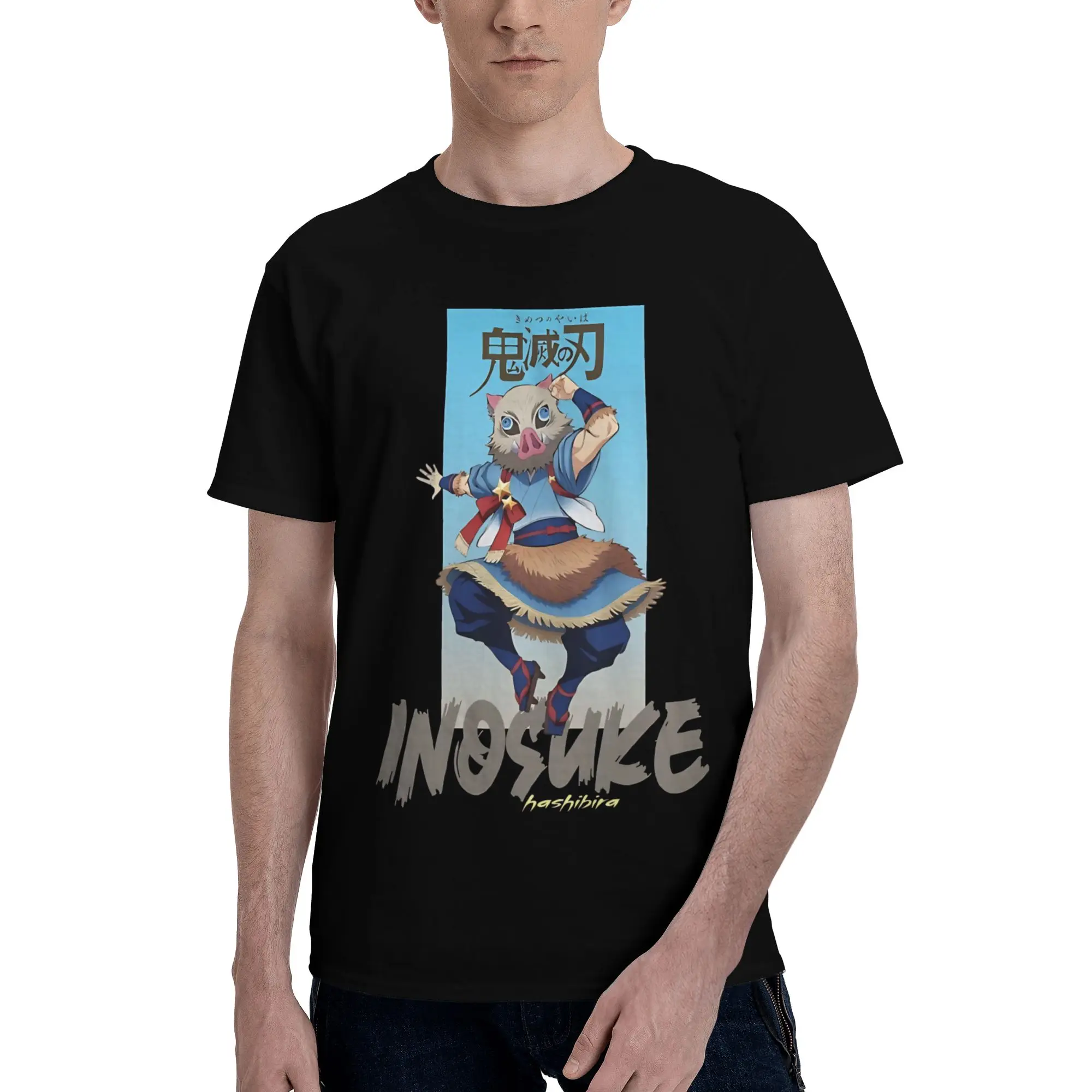 Inosuke Hashibira  Novelty 100% Cotton T-Shirt Bandai Demon Slayer Tops Tees For Men