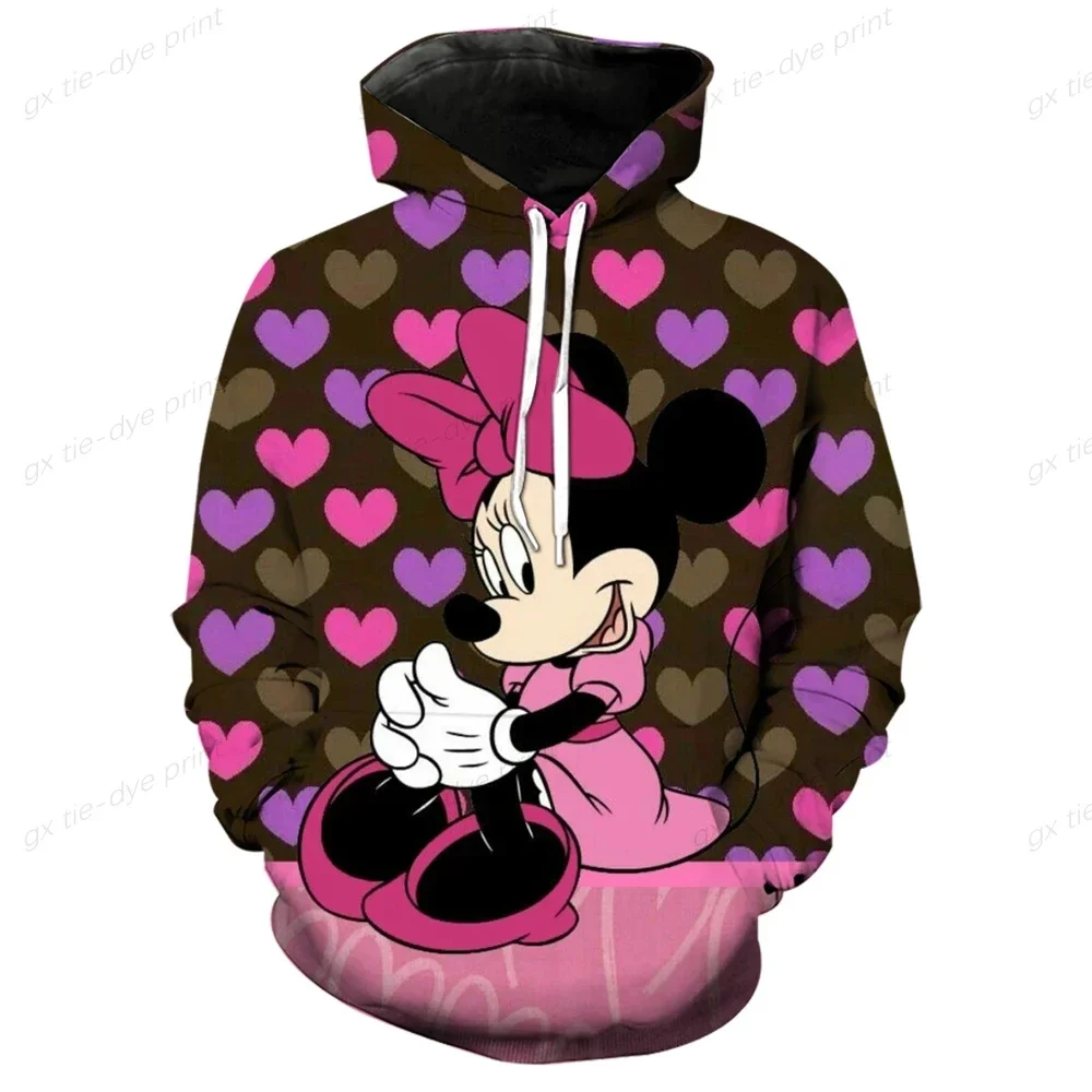 Women's Y2k Casual Hoodies Autumn Winter New Kids Disney Mickey Mouse Print Round Neck Long Sleeve Femininas Pullover Sweater