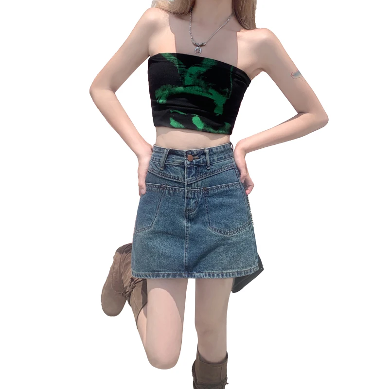 

Женская ультратонкая джинсовая мини-юбка-шорты с высокой талией и плиссировкой в стиле Y2K, лето 2026, корейский стиль, джинсы-пятиточечки