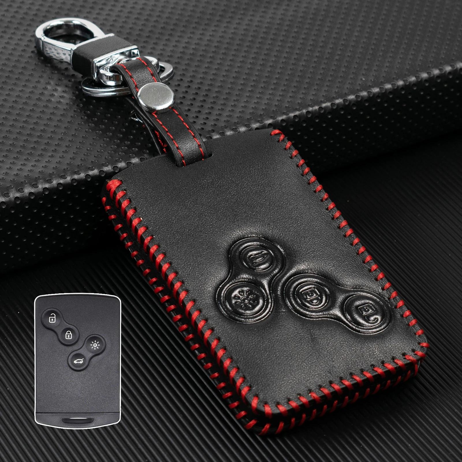 PU Leather 4 Button Car Remote Key Fob Ring Cover Case For Renault Sandero Logan Duster Laguna Megane Scenic Clio Captur 2015 16