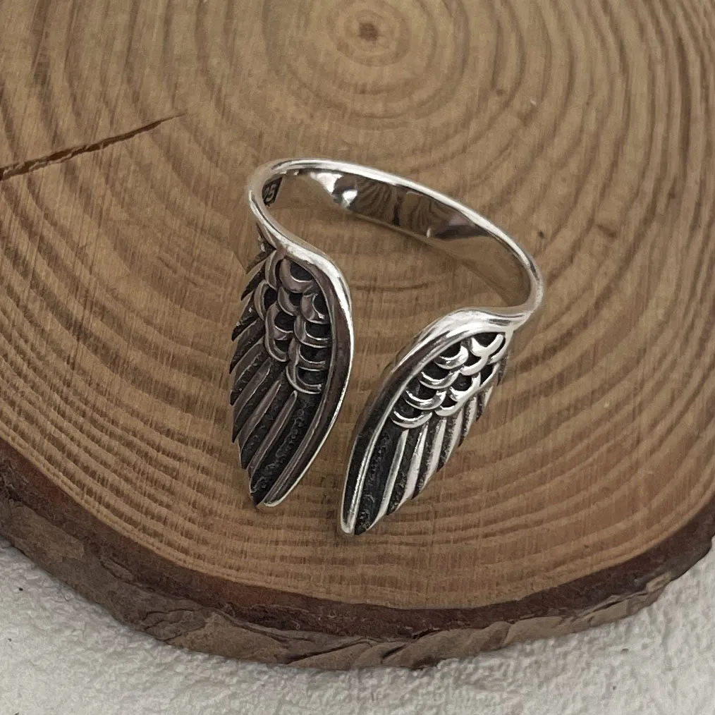 925 Sterling Zilveren Ringen Voor Vrouwen Mannen Fijne Sieraden Vinger Verstelbare Open Vleugel Vorm Ring Voor Feest Verjaardagscadeau