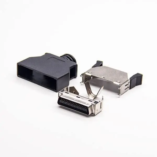 36 Pin SCSI Connector Straight Male Solder Type Push Button Black
