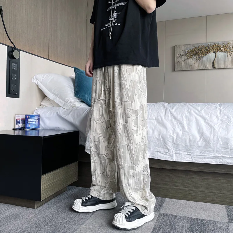 Individualized Design Pants Men's Summer Trendy Brand Fried Street Ins Draped Straight Leg Wide Leg Pants Harajuku Style