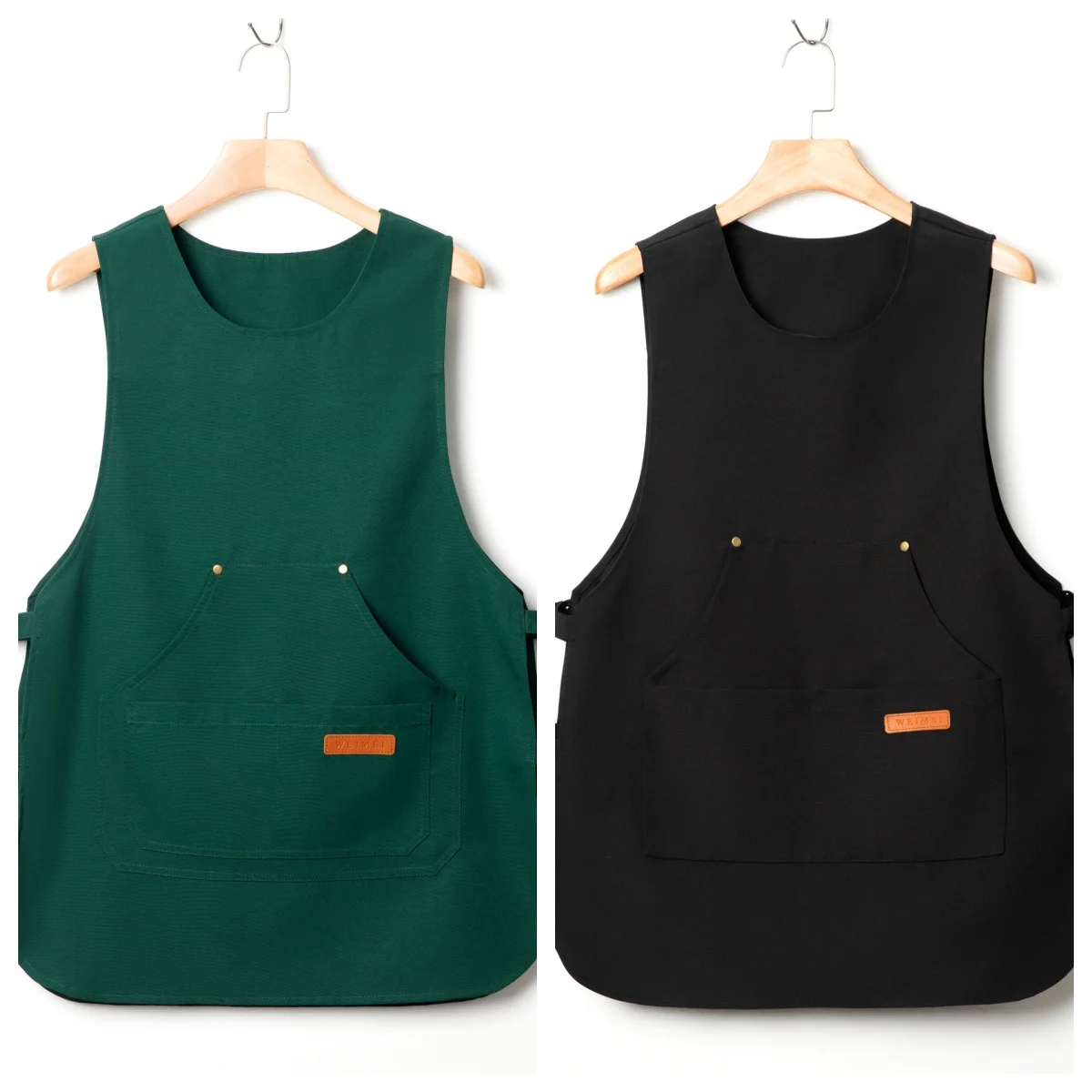 

1 piece of unisex work apron, adjustable button strap overall vest, multi-pocket practical apron vest