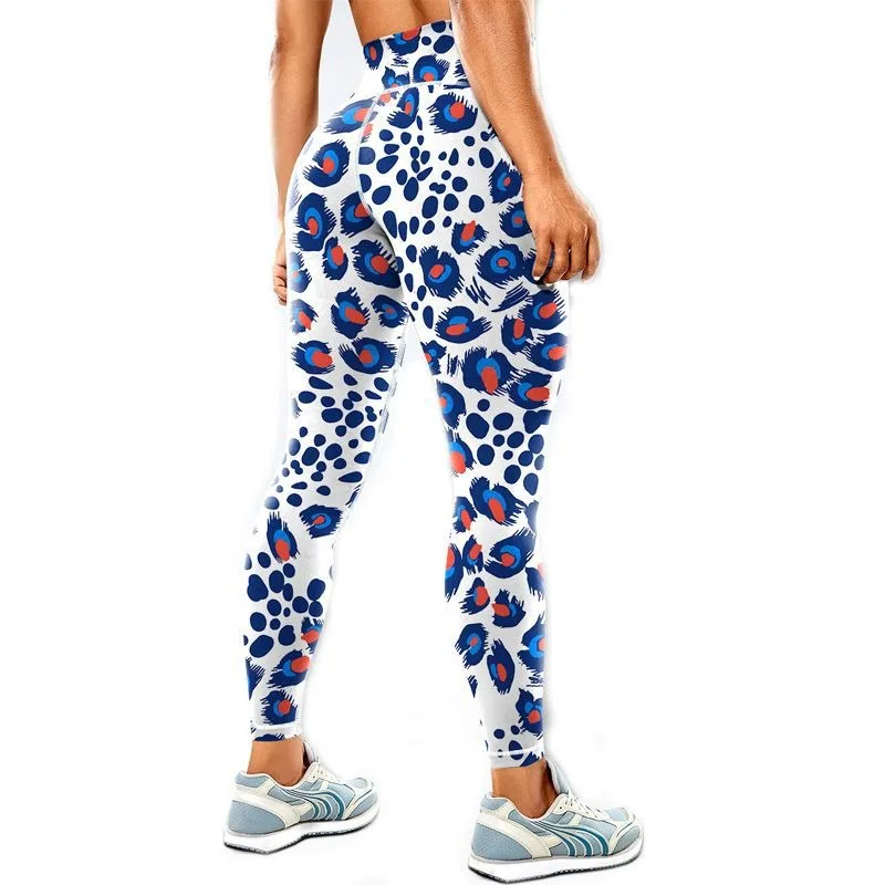 New Elastic Women's High Waist Hip Lift Nude Quick-drying Running Fitness Yoga Pants Leopard Print Printing Leggings Women