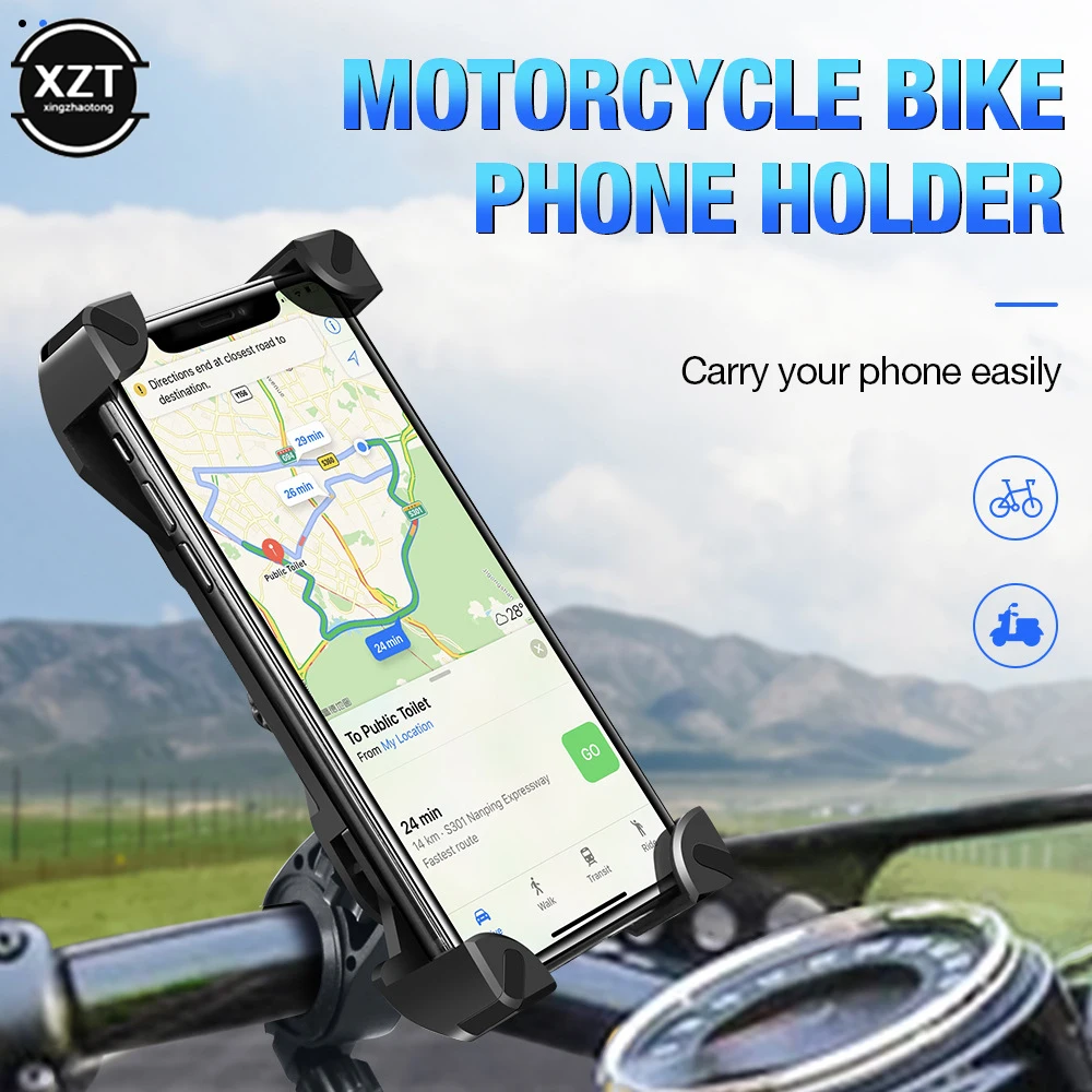 Universal Phone Holder Motorcycle Bike Bicycle Handlebar Clip Holder GPS Mount Bracket for IPhone Samsung Mobile Cellphone