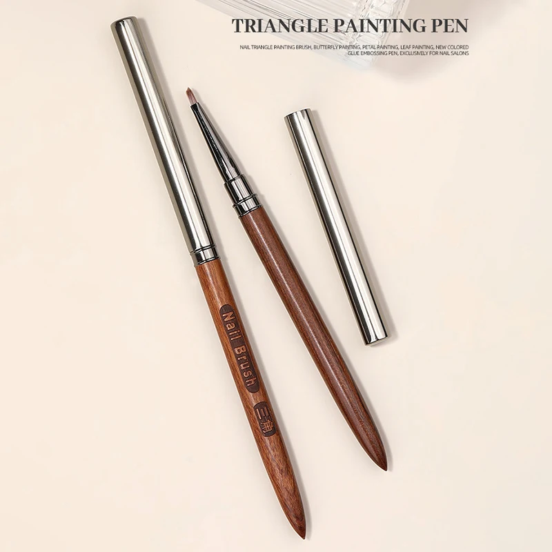1 pz Nail Art pennello gradiente Dizzy Dye penna manico in legno angolo pittura per unghie punteggiatura strumenti sandalo triangolo penna pittura penna