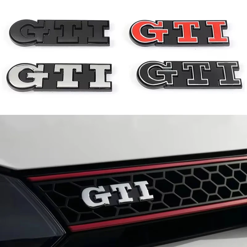 1Pcs Car Metal Badge Sticker Front Grille Decal Decoration For VW GTI Passat B6 Golf Mk7 Polo Tiguan Jetta T-ROC Sharan Touran