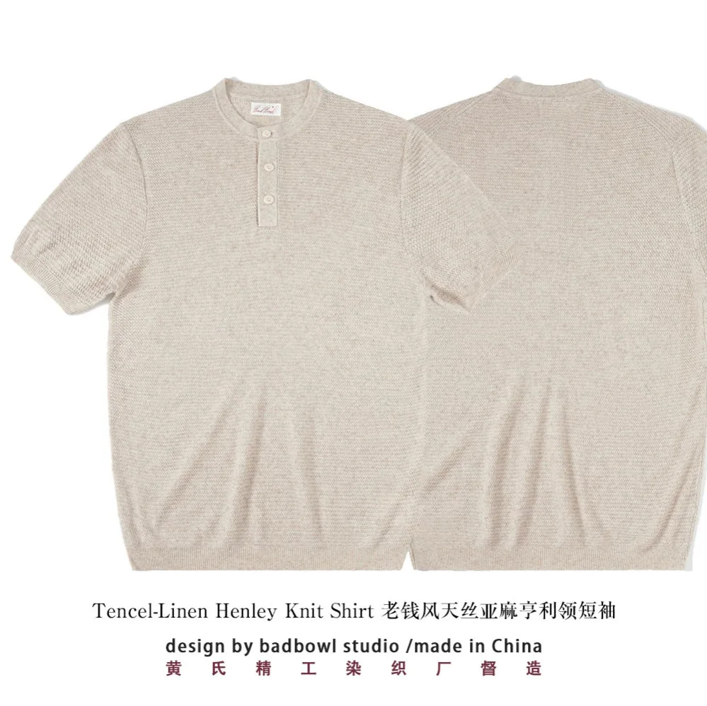 Summer Men's Linen-Lyocell Henley Knit Tee Breathable Cooling Resort Shirt Old Money Island Vacation Style