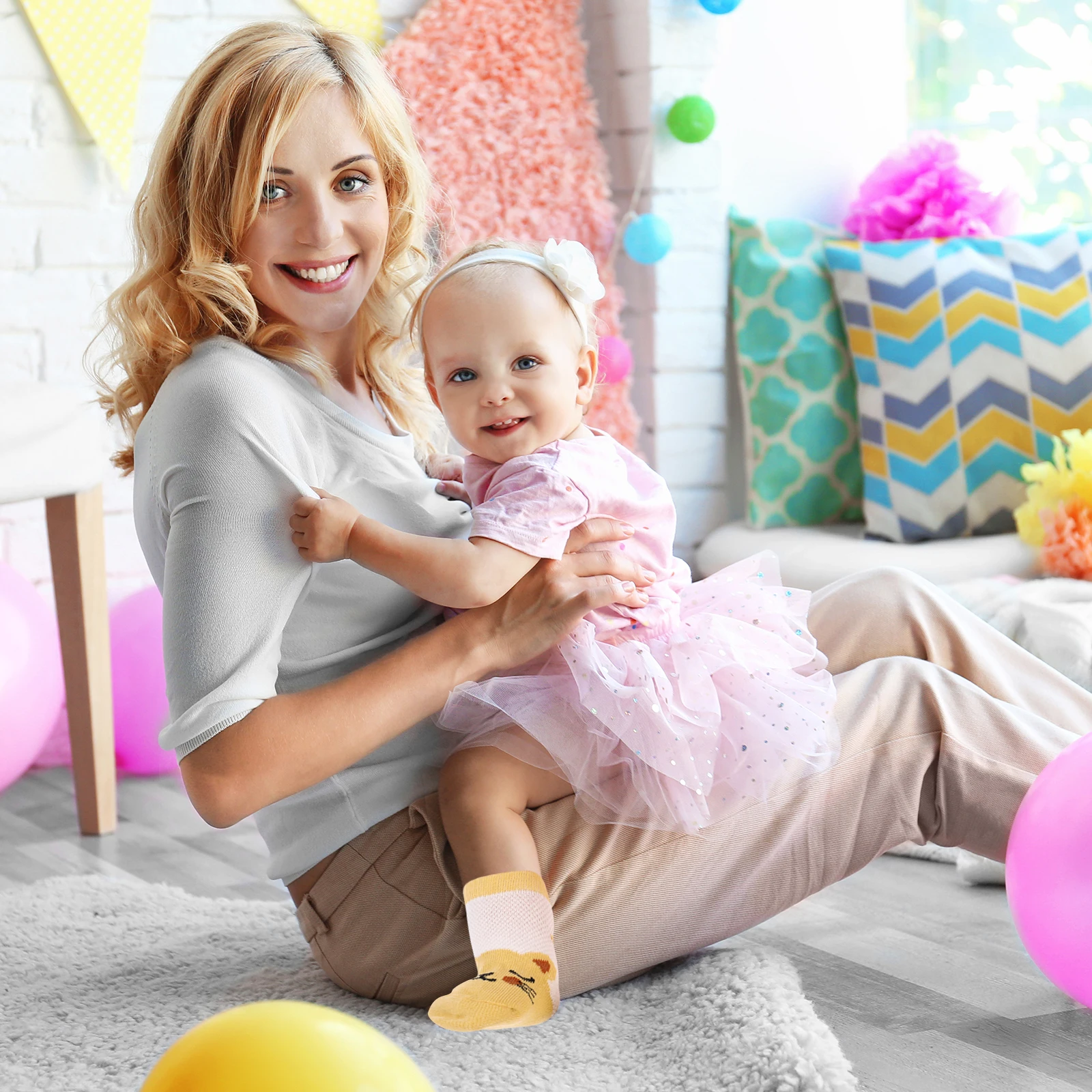 

Cartoon Animal Socks 5 Pairs Toddler Kids Cotton Baby Boys Girls White Color Thin Comfortable Everyday Casual Wear Socks