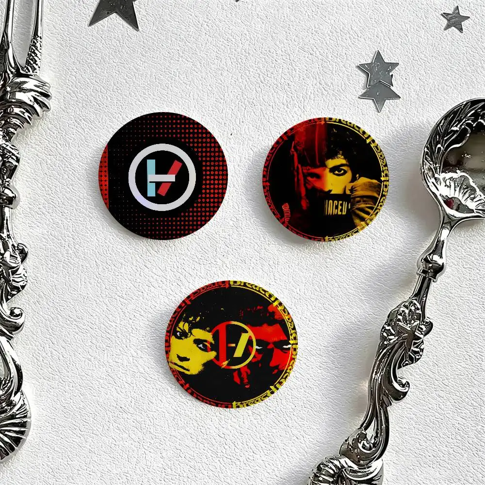 T-Twenty One Pilots Band Laser  Horror Enamel Pins Creative Brooch Bag Clothes Decorative Accessories Jewelry Badge XMAS Gifts