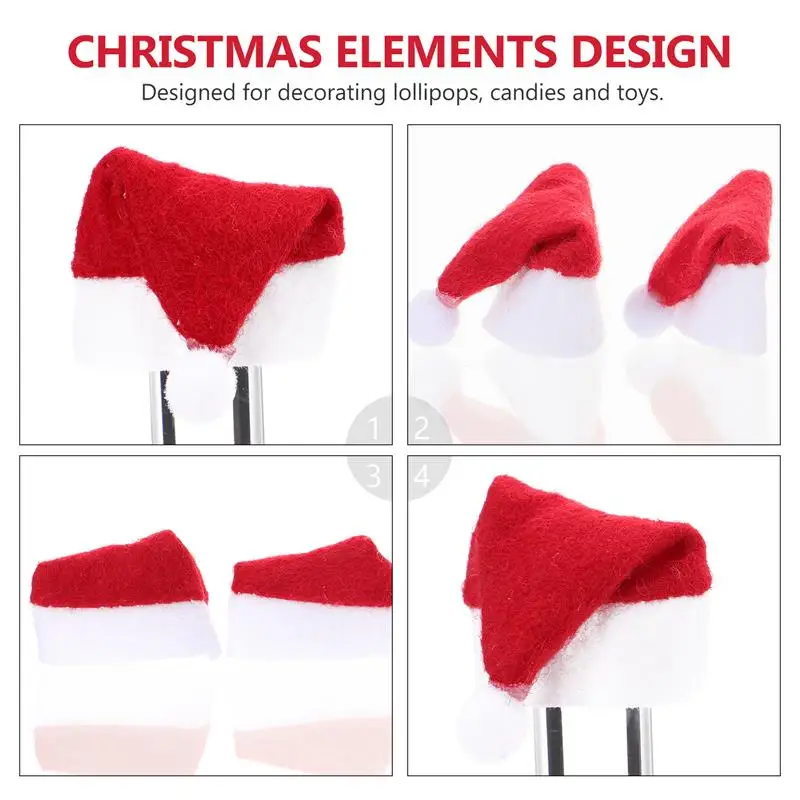 24 pezzi lecca-lecca cappello di Natale piccolo mini caramelle cappelli di Babbo Natale accessori per feste decorazioni natalizie 2023 lecca-lecca cappelli di Babbo Natale