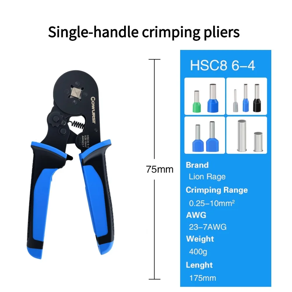 HSC8 6-4A Anti-klem Vierkante Buisaansluitklemmen Krimptang Koudpers Buisaansluitklemmen Handmatige Draadkrimptang Handgereedschap