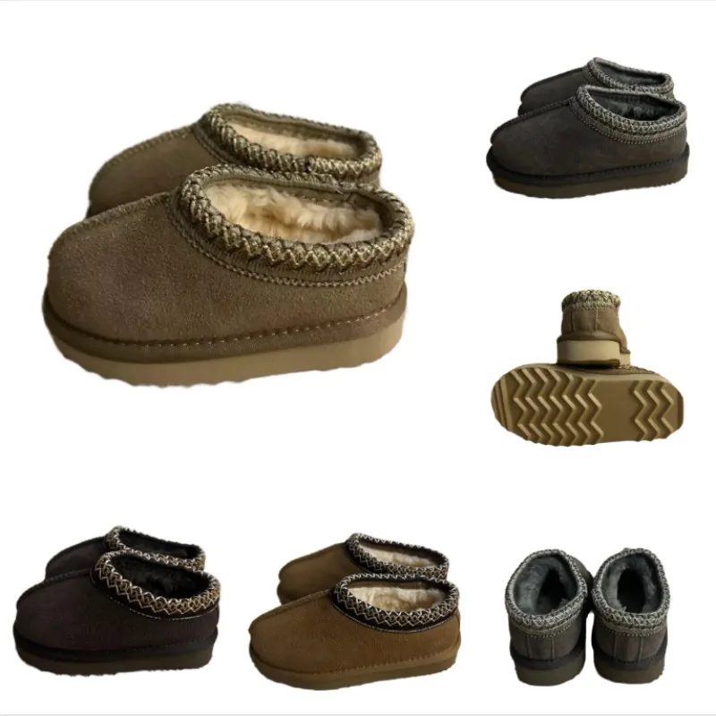 

Kids Genuine Cowhide Snow Boots New Design Winter Baby Soft Warm Shoes Boys Girls Ultra Low-top Boots Children Fur Slippers21-35