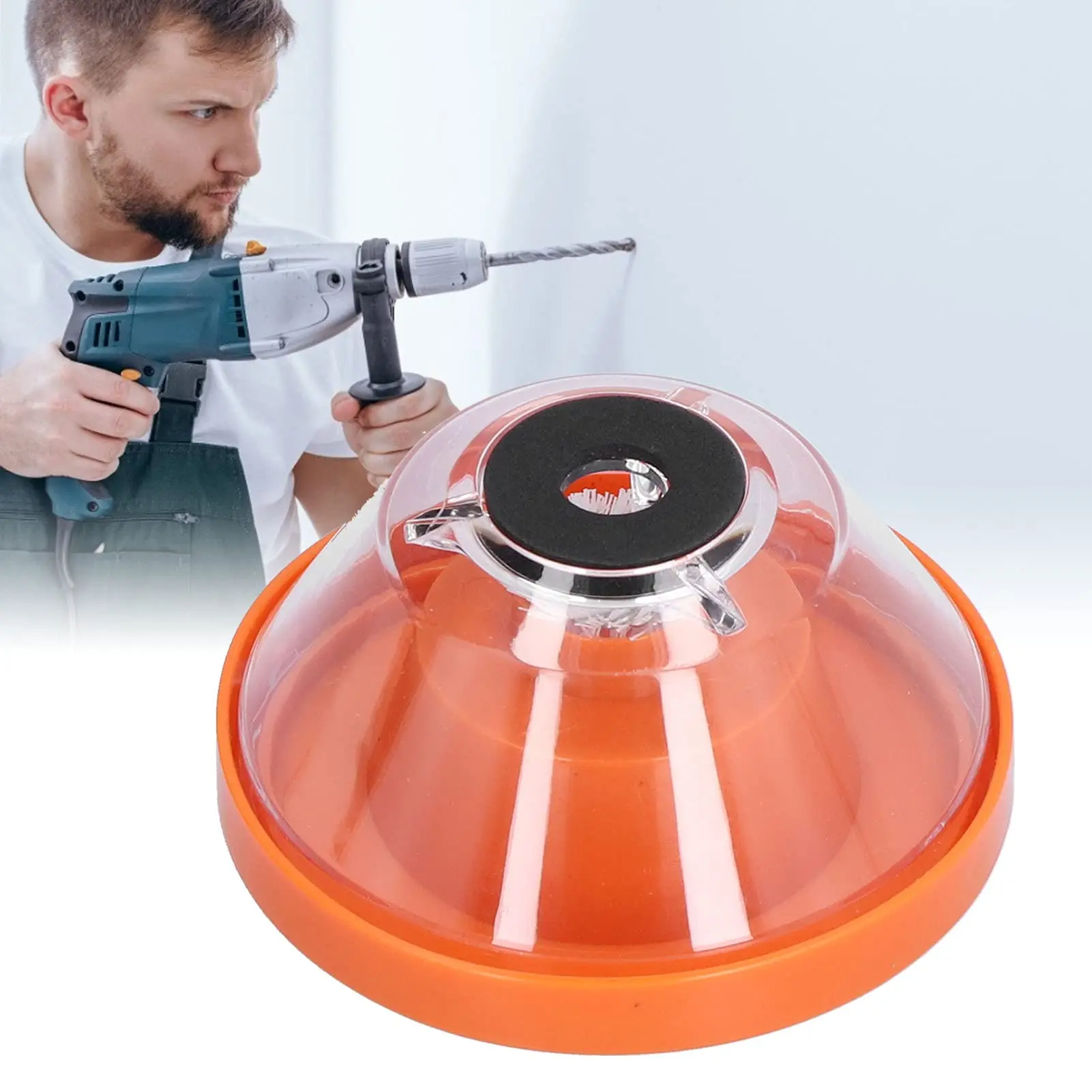 Rafford 1 Buah Penangkap Debu Bor Tahan Guncangan (Oranye) - Ruang Penyimpanan Besar, Pelindung Debu untuk Pengeboran Beton/Logam
