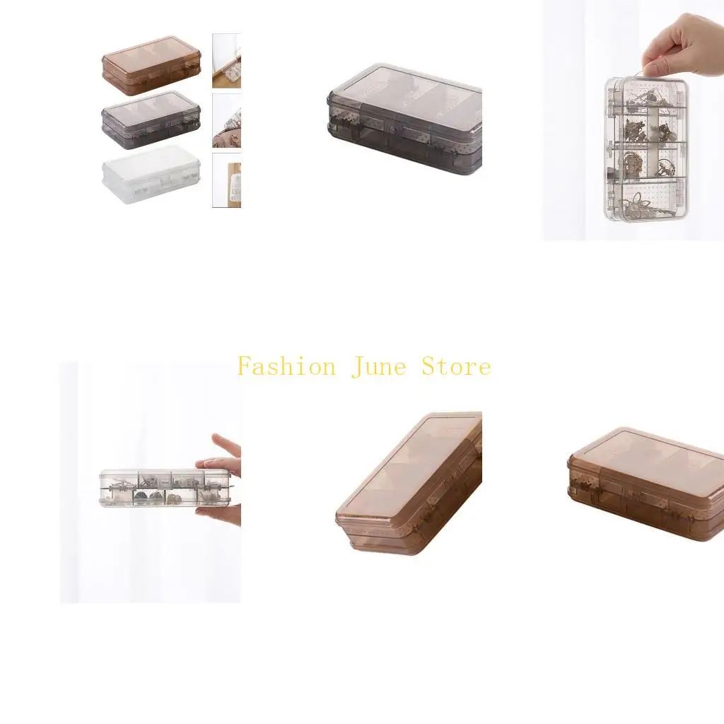 

N5KA Compact Plastic Jewellery Organizers Convenient Jewelry Sorting Box 2 Layer Plastic Organizers for Home Decoration