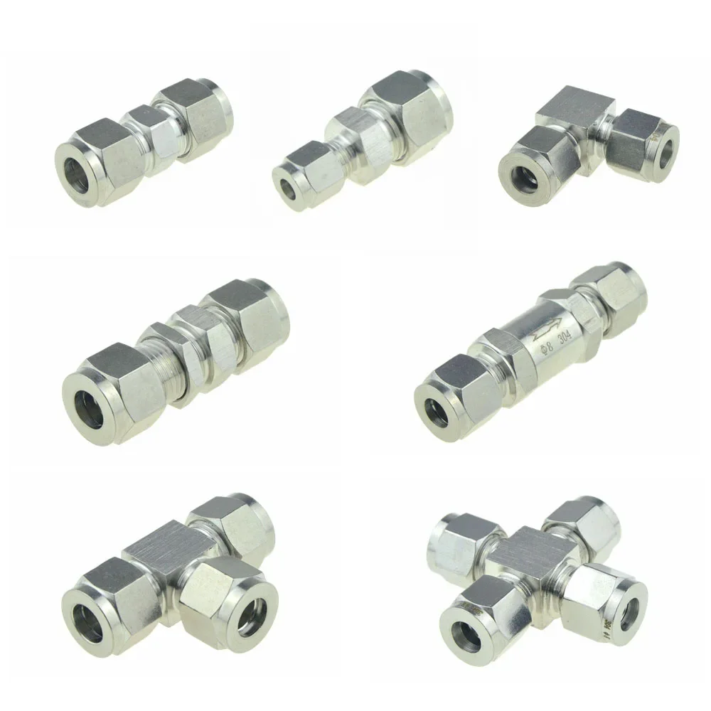 SUS 304 Compressie Beentje Pijp Montage 6mm 8 10 12mm Conversie Adapter 1/4 1/2 Buis Rvs Koppeling connector YDF-LOK