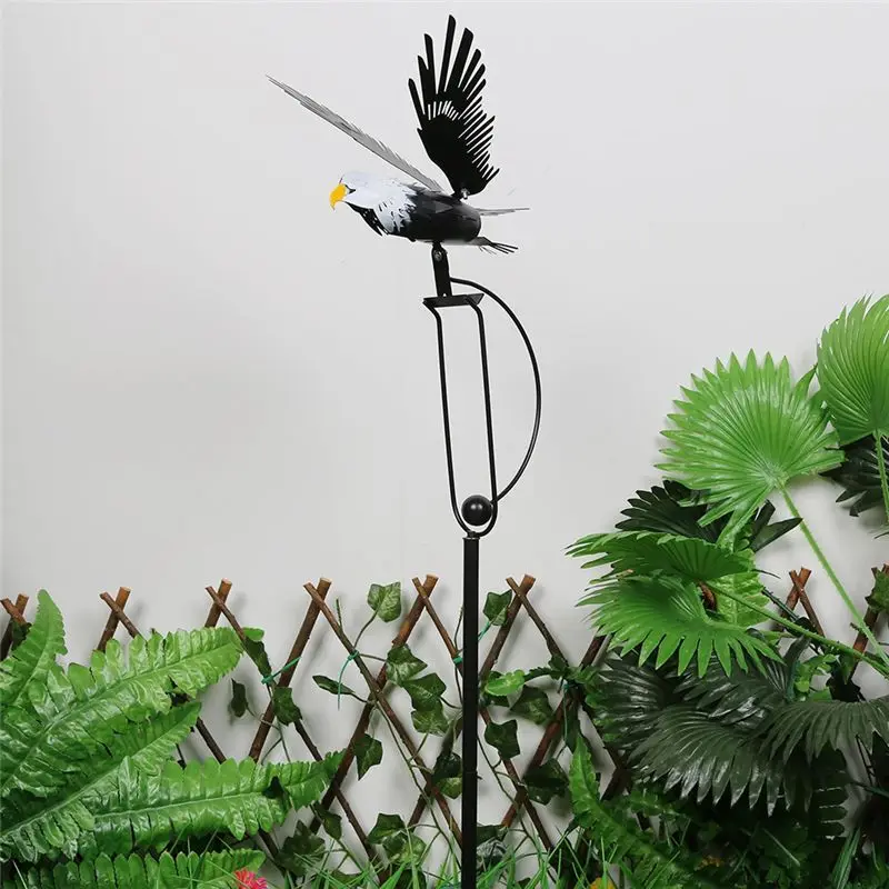 B84B Metal for Eagle Wind Spinner for Yard Garden, Rocking Kinetic Wind Sculpture Lawn Ornament, Rust Proof Outdoor Decor with