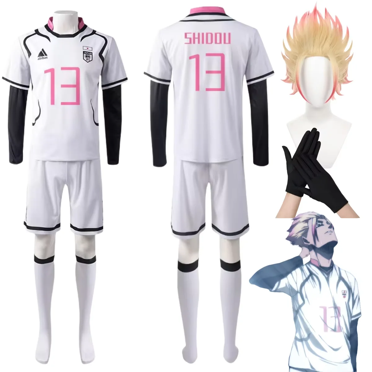 Аниме Blue Lock Shidou костюмы для косплея Ryuusei Shidou парики футбольный трикотаж Япония U20 # Мужская футбольная форма Shidou 13, комплект для косплея