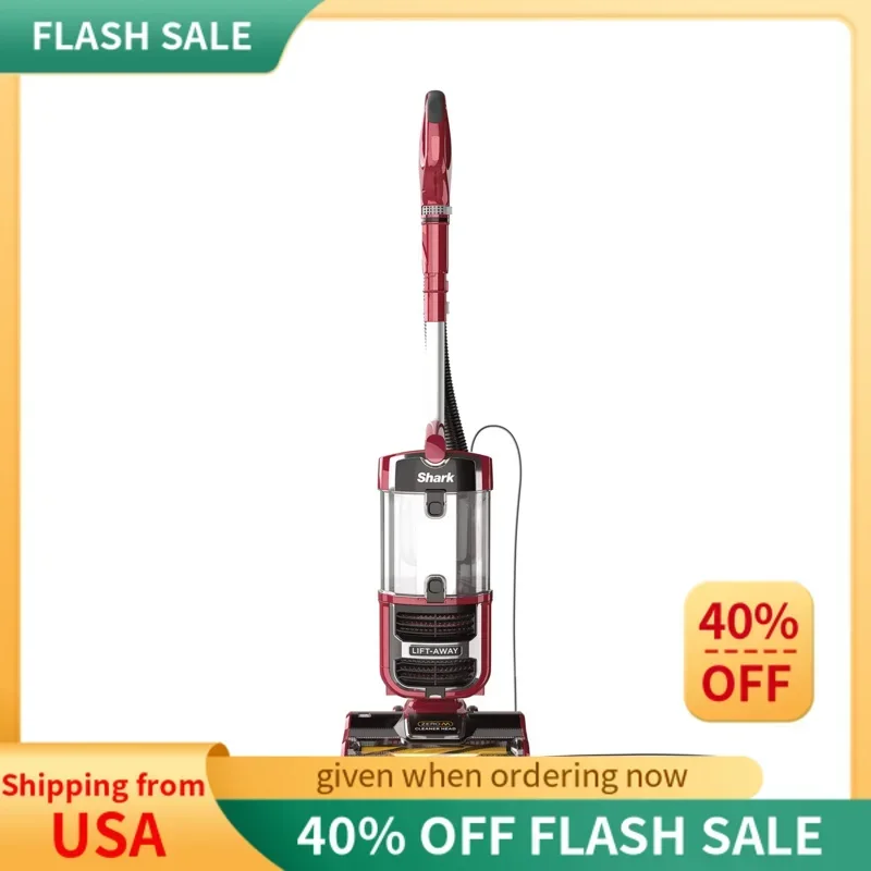 QWShark ZU561 Navigator Lift-Away Speed Self Cleaning Brushroll Lightweight Upright Vacuum with HEPA Filter,Red Peony