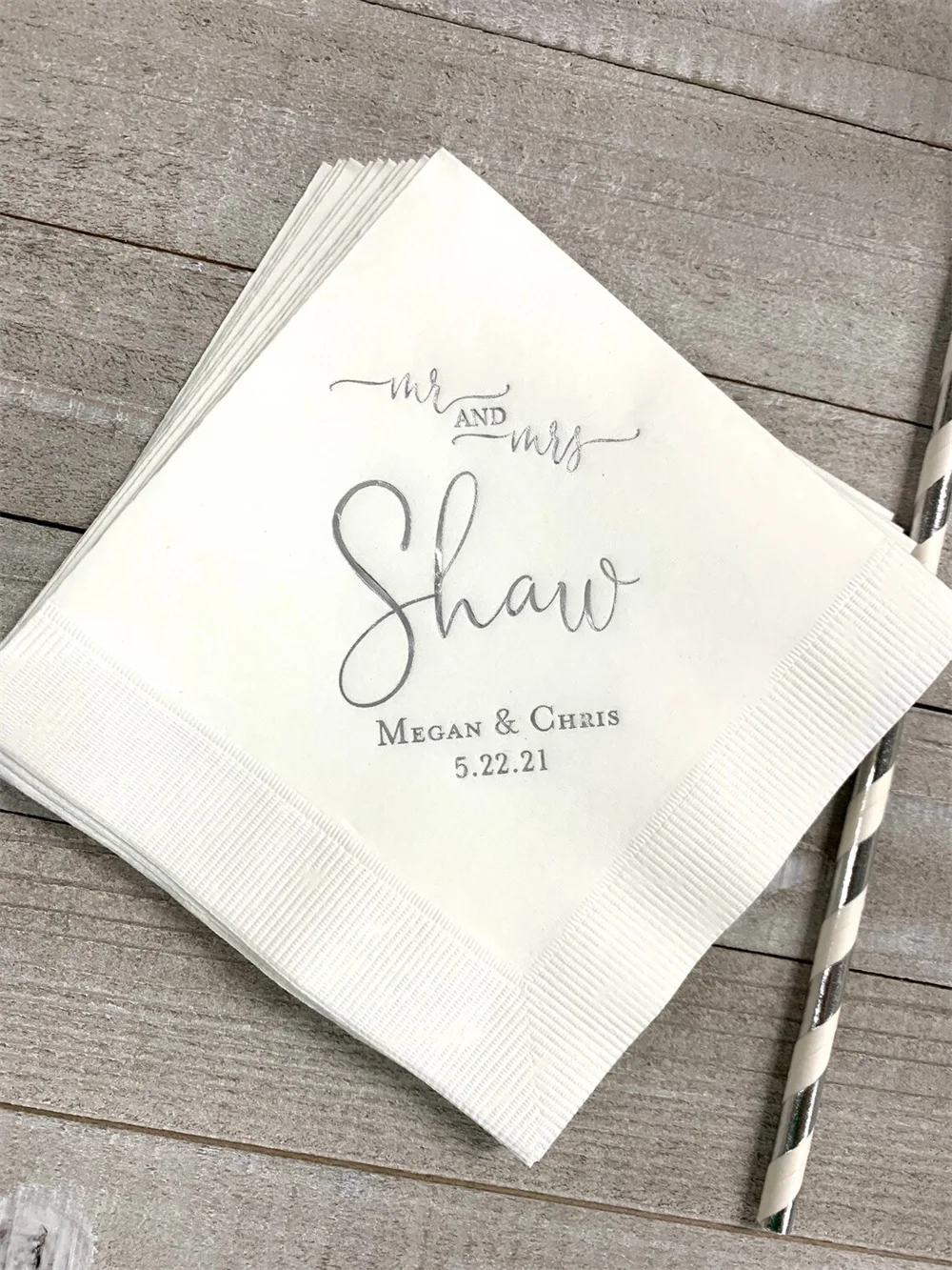 50PCS Personalized Napkins Bridal Shower Soon to be Mrs Custom Printed Monogram Napkins Personalized Wedding Napkins