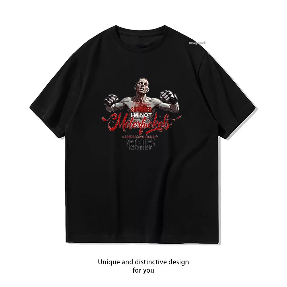 T-shirt décontracté en coton à manches courtes pour hommes et femmes, avec design de l'artiste de MMA Nate Diaz