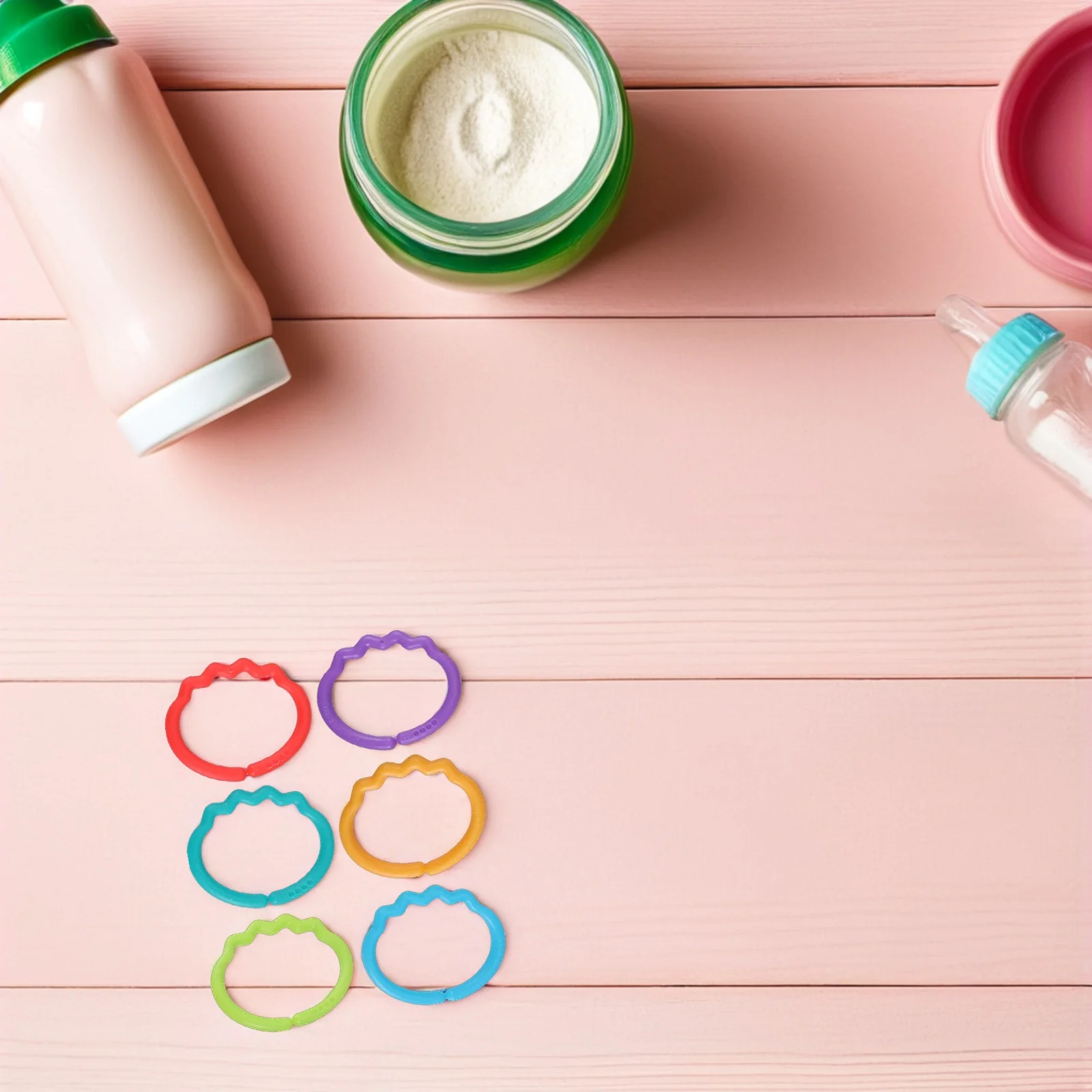 

48pcs Infant Connecting Ring Creative Baby Molar Rings Safe Comfortable Molar Playthings Emotional Relief Bright Color