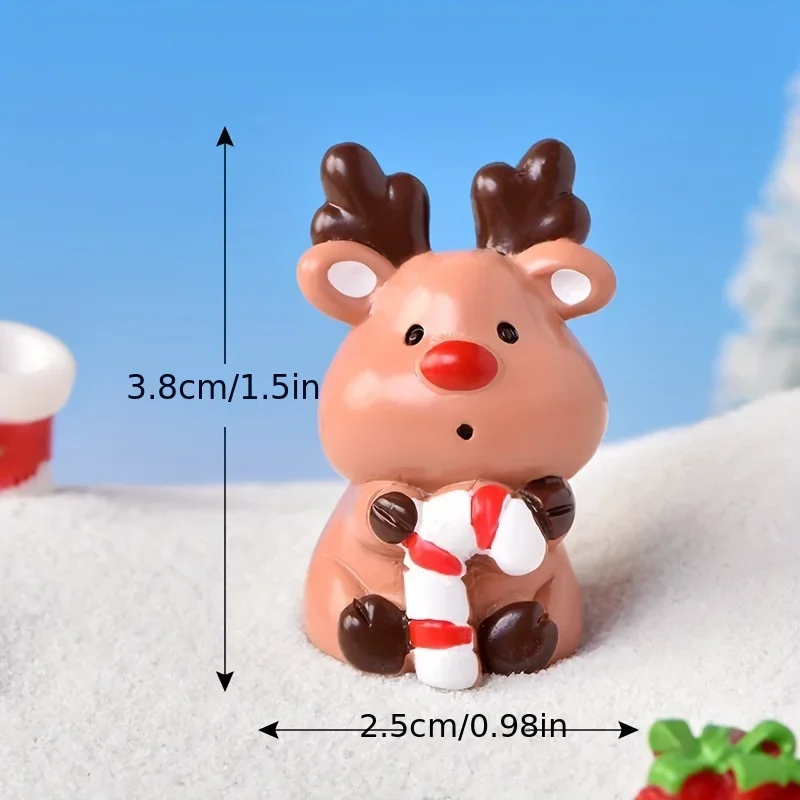 6pcs Whimsical Christmas Reindeer Figurine Set - Vibrant Resin Miniatures for Festive Tabletop & Snow Scene Decor, gift